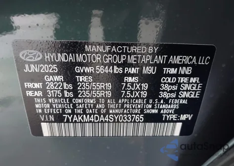 2025 Hyundai Ioniq 5 Se z USA, uszkodzony, nr VIN 7YAKM4DA4SY033765